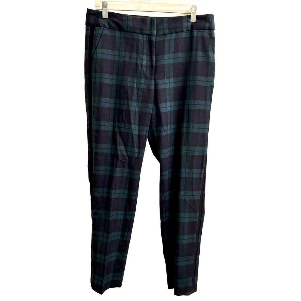 Talbots Women’s Pants Hampshire Ankle Wool Blend Plaid Pockets Size 8 Academia